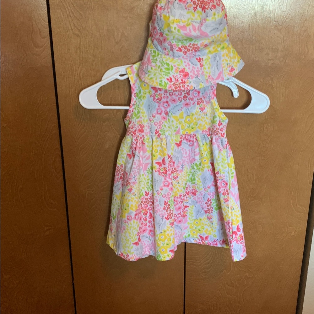Nine West Pink and Yellow Floral Dress with matching hat